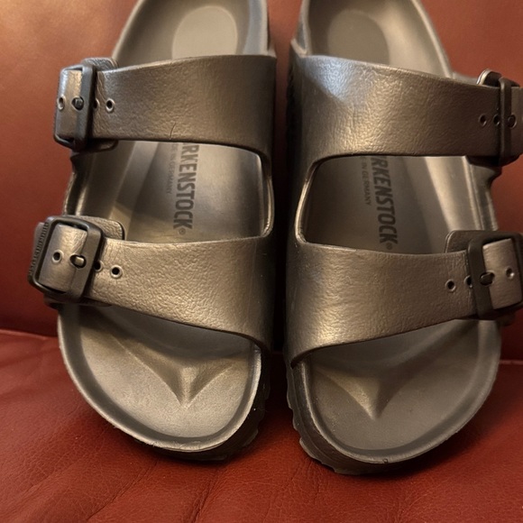 Birkenstock Shiny Gray Double Strap Sandals - Picture 3 of 5